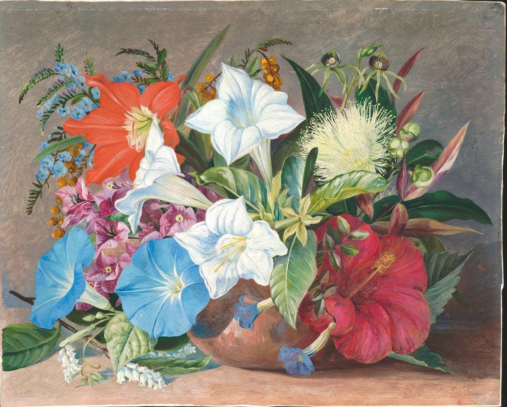 Detail of 180. Group of flowers, wild and cultivated, in Jamaica, 1872 by Marianne North
